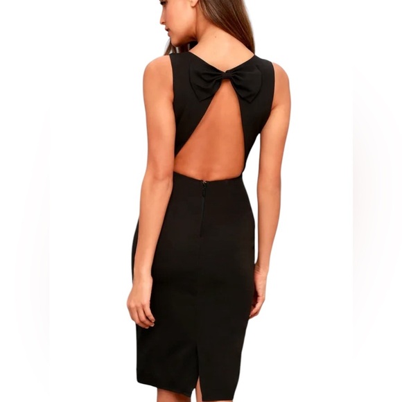 Lulus Dresses & Skirts - NEW LuLu's Black Open Back Midi Dress Large Bow Evening Formal Party